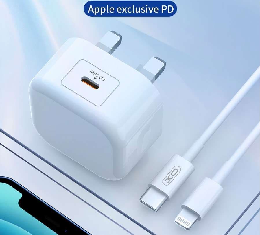 XO L-88 iPhone PD 20W Quick Charger SUIT with Type-C / Lightning Cable | White