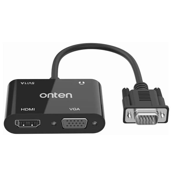 ONTEN OTN-5138HV VGA to FHD HDMI + VGA with Audio Converter | Black