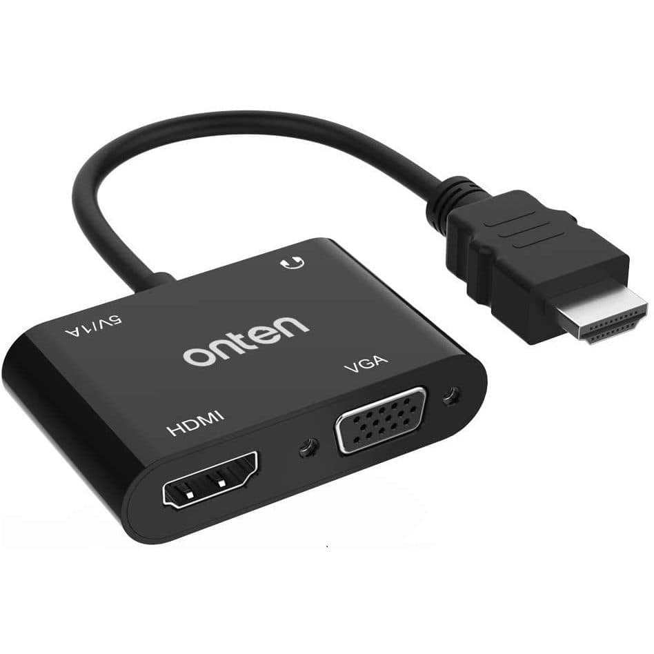 ONTEN OTN-5165HV HDMI to FHD HDMI + VGA with Audio Converter | Black