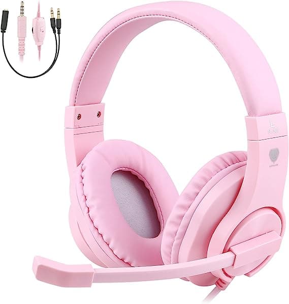 Butfulake Sl-300 Girlish Stereo Kids Gaming Headset 3.5mm with Mic For Mobile / PC / PS / Xbox  | Pink