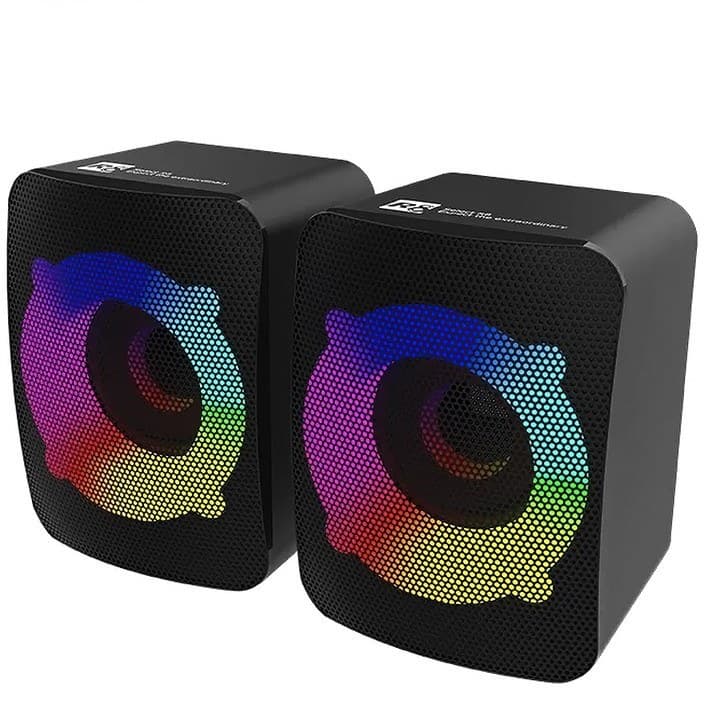 R8 SP-07 Wired RGB Multimedia Speaker – 3W / 2.0 Channel for PC and Laptop | Black