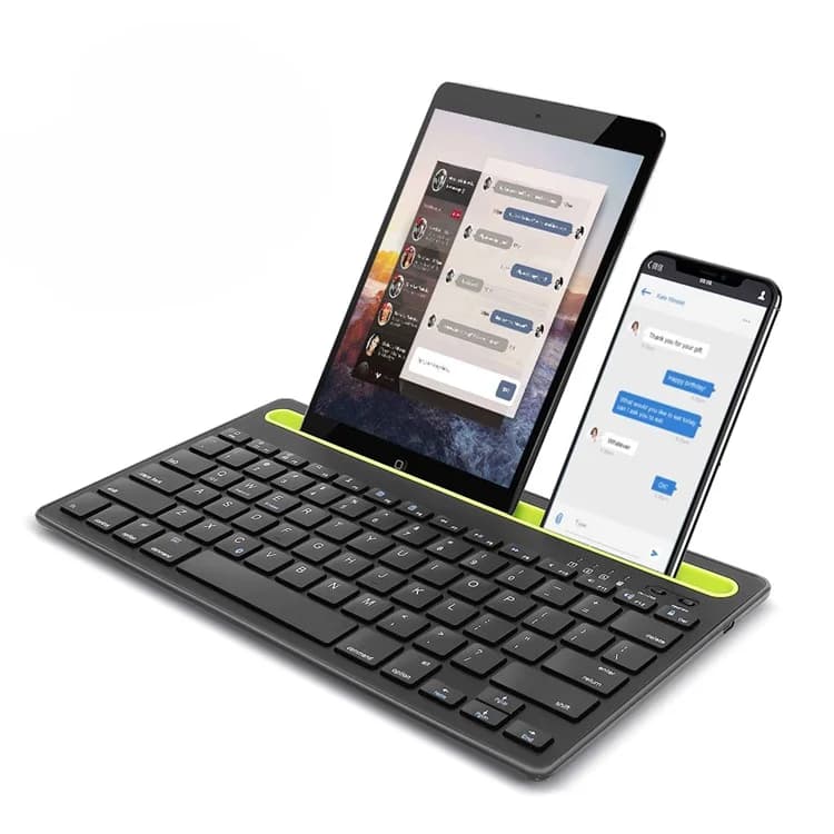 K108 Rechargeable Tablet Dual Mode ( BT / Wireless ) Keyboard With Mobile Holder ( AR / EN ) | Black