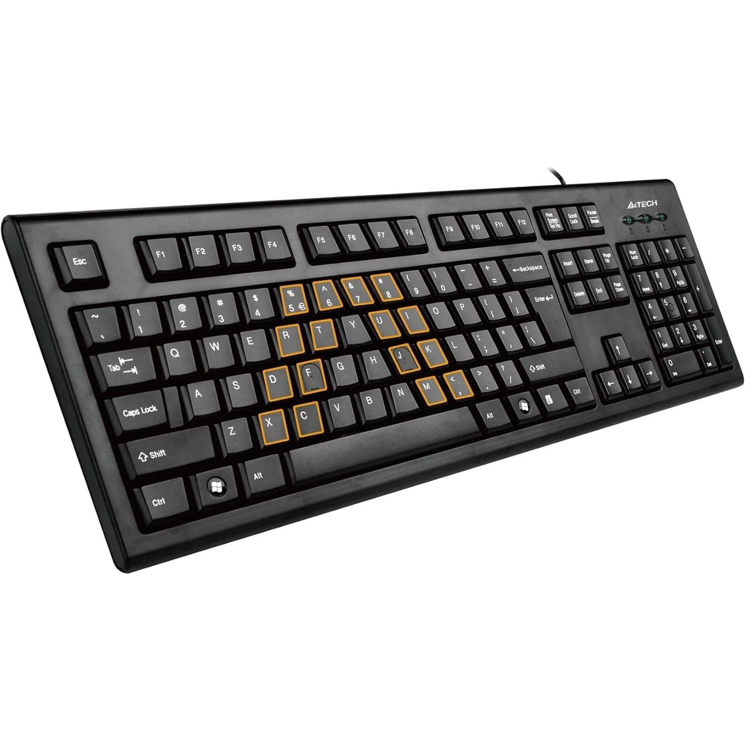 A4tech KRS-85 Office Comfort Natural_A-Shape FN USB Keyboard (AR / EN ) | Black