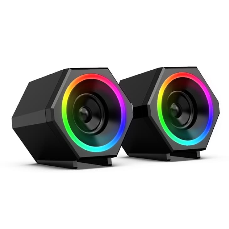 Kisonli L6060 Wired RGB Multimedia Speaker for PC and Laptop – 5W / 2.0 Channel  (10W Total )