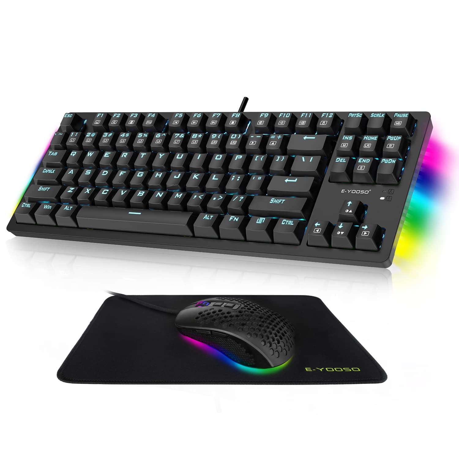 E-YOOSO Z737 Gaming Kit ( TKL Mechanical Keyboard + Honeycomb Mouse + Mousepad ) | Black