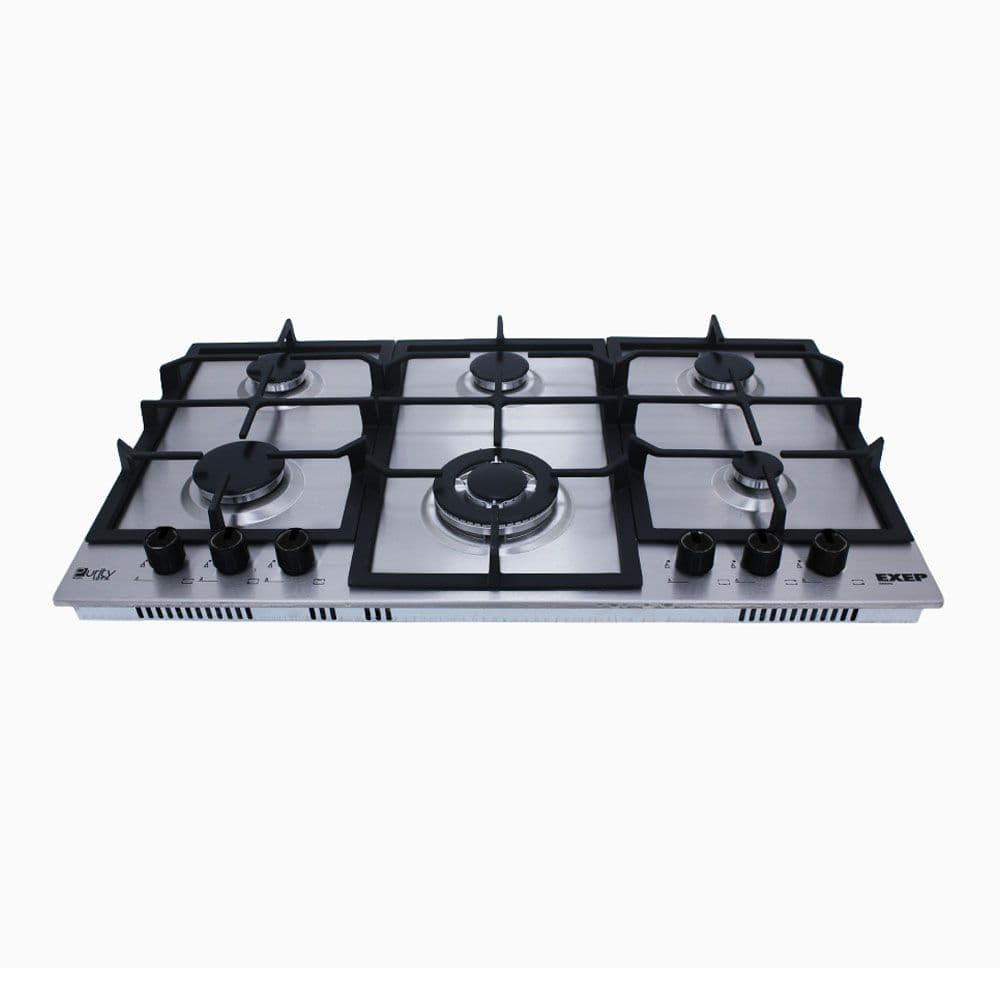 Purity Built-In Gas Hob 6 Cast Iron Burners 90 Cm - Stainless Steel - HPT902S