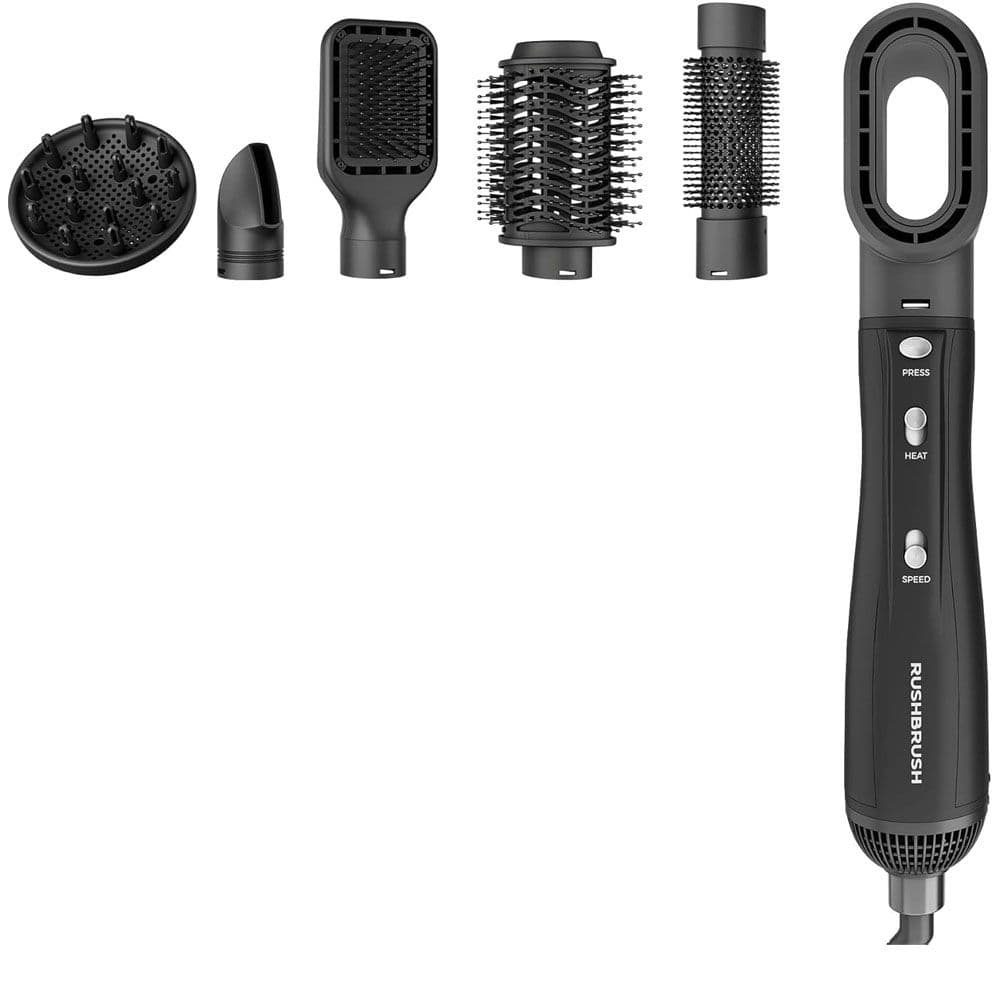 Rush Brush PLUS 6 Airstyler Ionic Technology - 1300 Watt - 5 Different Heads - Black - 4994
