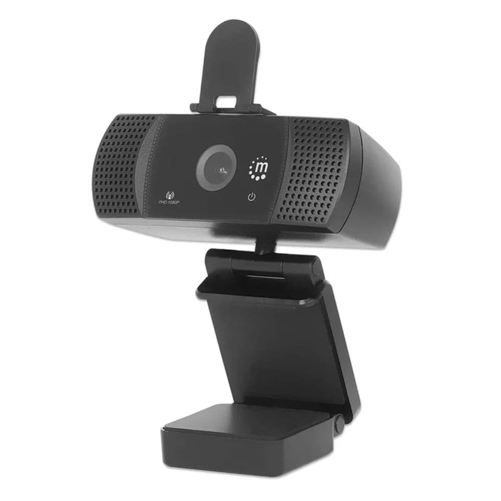 Manhattan USB Webcam 1080p Full HD USB-A 1.5 m - Integrated Microphone Adjustable Clip Base- 360° Swivel - 462556 - Black