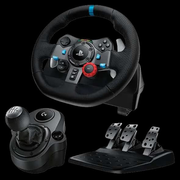 Logitech G29 Driving Force Racing Wheel and Shifter Bundle – Dual-Motor Force Feedback, 900° Steering, Responsive Pedals, Compatible with PS5, PS4, PC