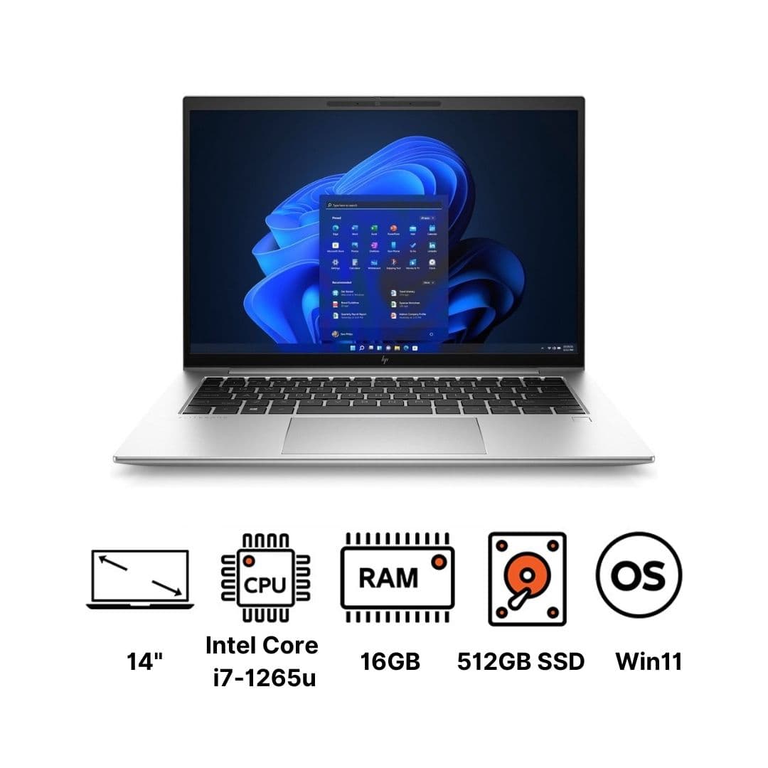 لابتوب اتش بي EliteBook 840 G9، معالج Intel Core i7-1265U، شاشة 14 بوصة، هارد 512 جيجا SSD، رام 16 جيجا، كرت شاشة Intel Iris XE، ويندوز 11 برو - فضي