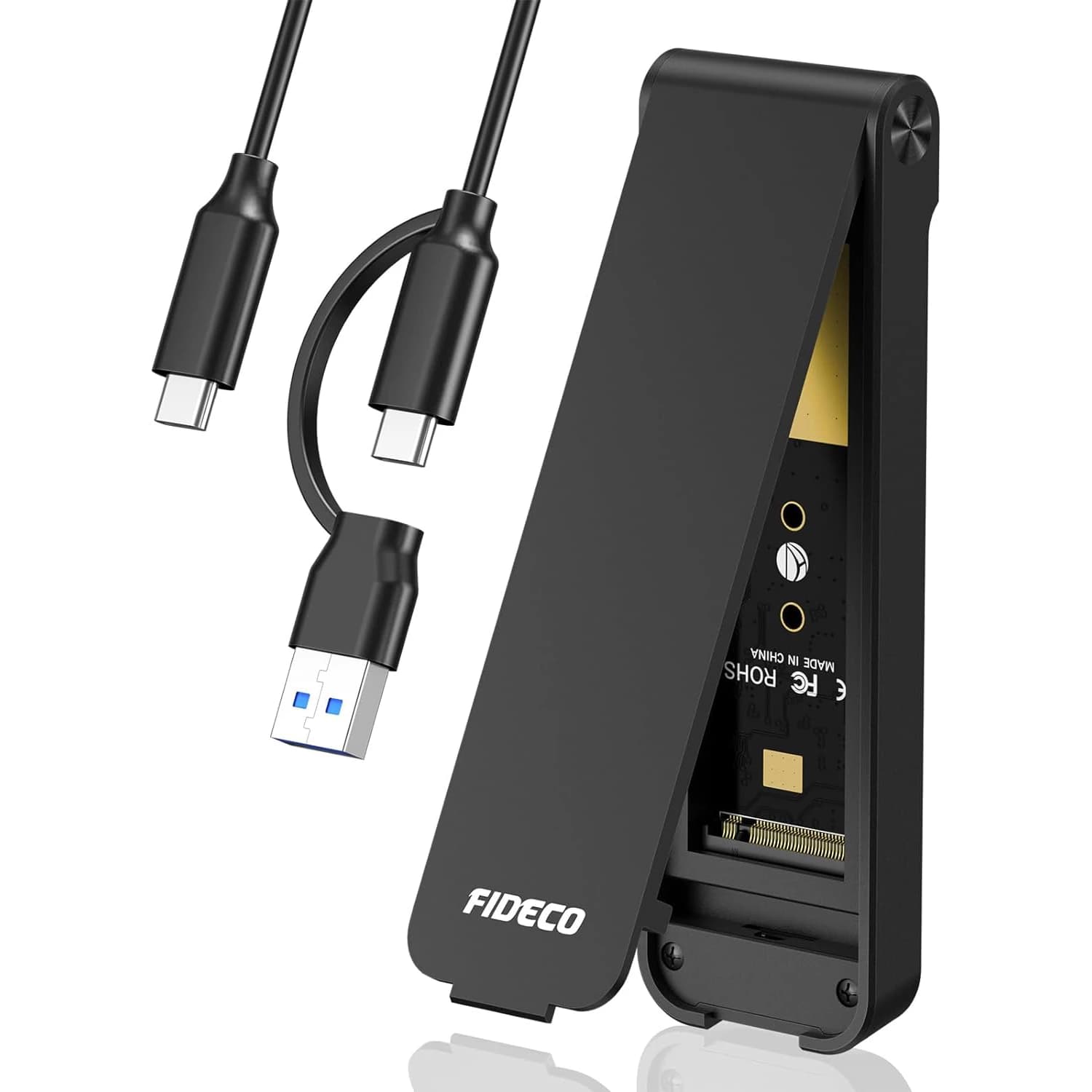 FIDECO M210 M.2 NVMe SSD Enclosure – USB 3.2 Gen 2 10Gbps Tool-Free Aluminum SSD Case