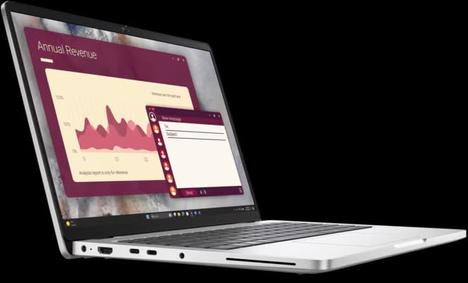 ديل Pro 14 معالج Intel Core 5 120U – كرت شاشة Intel – رام 8G DDR5 5200HZ – مساحة 512G SSD - شاشة 14 بوصة FHD+ VA 60HZ – بصمة – نظام Ubuntu – ضمان 3 سنوات