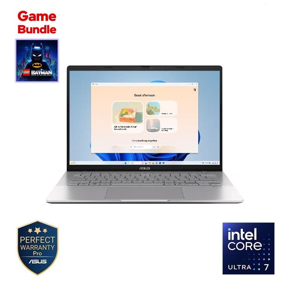 لابتوب اسوس Vivobook S14 S3407CA-LY007W، معالج Ultra 7 255H، رام 16GB، هارد 1TB SSD، كرت شاشة Intel Arc، شاشة 14 بوصة WUXGA، ويندوز 11، فضي