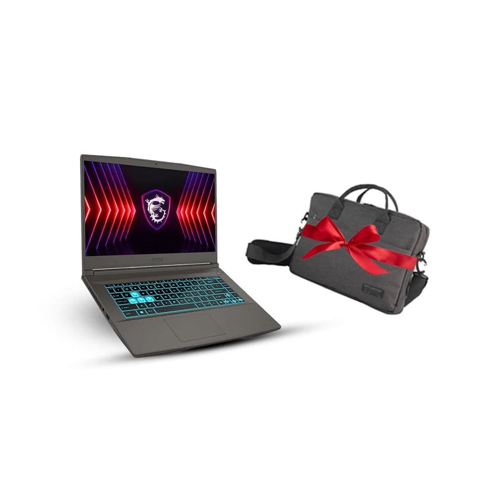 جيمنج لابتوب MSI Thin 15 معالج Intel Core i7 13620H الرامات 16 جيجا الهارد 512 جيجا SSD كارت الشاشة NVIDIA GeForce RTX 3050 4 GB شاشة 15.6" FHD دوس رمادي +حقيبة ايليت ستورم - اسود - 15.6 GS1004