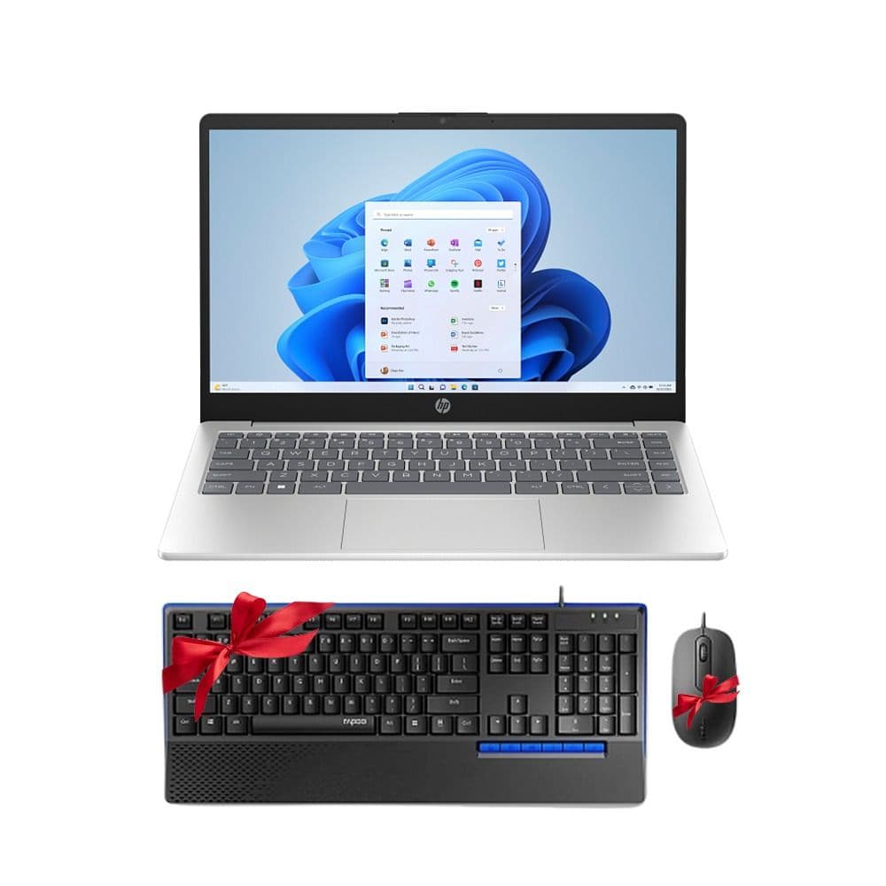 لابتوب HP OmniBook 3 15 معالج AMD Ryzen AI 5 -330 رامات 16 جيجا هارد 512 جيجا SSD كارت شاشة AMD Radeon 820M شاشة 15.6" FHD IPS ويندوز 11 فضي +رابو جيمنج كومبو NX2000